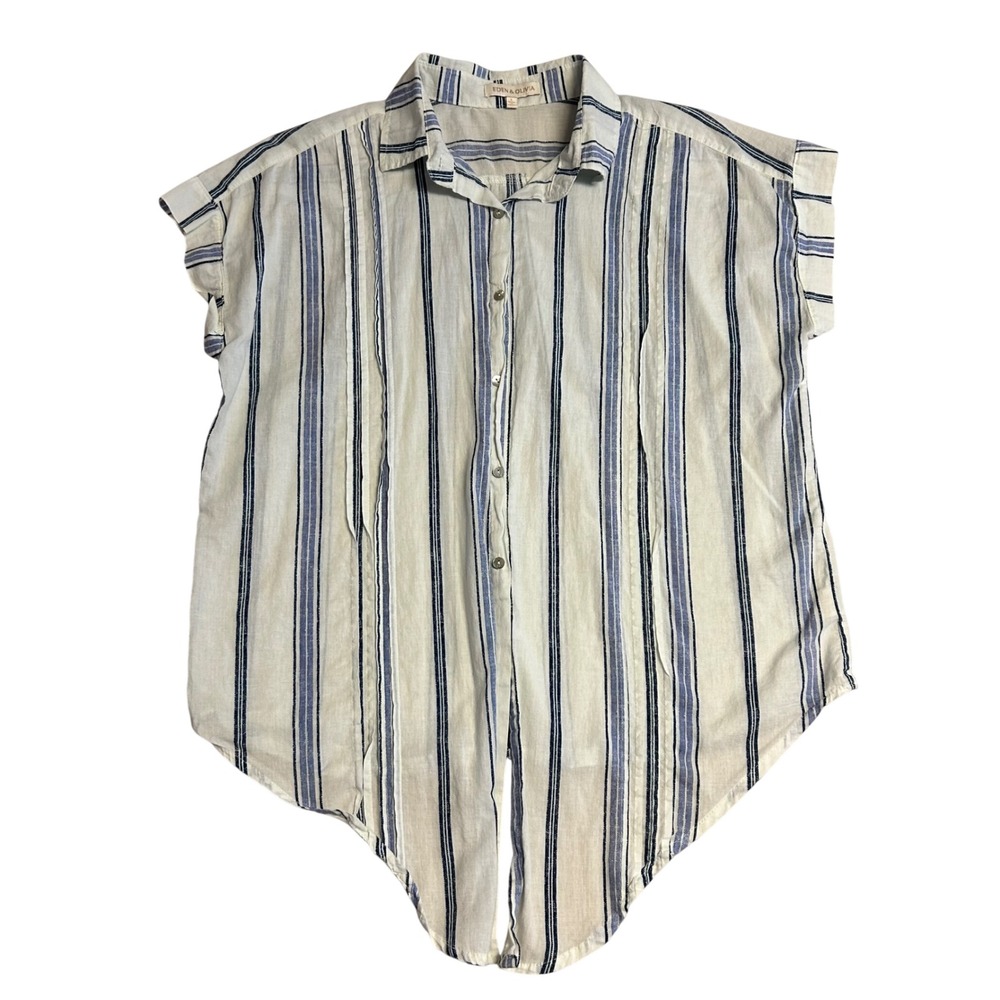 Women Cotton Button Up Shirt Large Beach Coast Boat Cruise Resort Layering